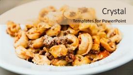  Presentation with pasta - Audience pleasing theme consisting of pasta bolognese on the table backdrop and a yellow colored foreground