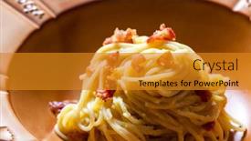  Presentation with bacon - Slides consisting of pasta-carbonara-with-bacon background and a gold colored foreground