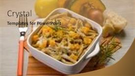  Presentation with cheese plate parmesan cheddar gouda - Colorful presentation enhanced with pasta-casarecce-with-pumpkin-lemon backdrop and a coral colored foreground