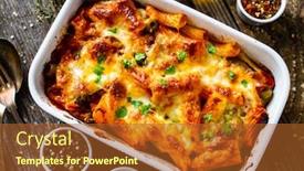  Presentation with mozzarella cheese - PPT layouts enhanced with pasta-casserole-with-minced-meat background and a red colored foreground