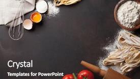  Presentation with pasta - Presentation design featuring pasta cooking ingredients on kitchen background and a dark gray colored foreground