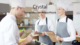  Presentation with illustration of cool water wave - PPT theme with pasta curious young cooks writing background and a  colored foreground