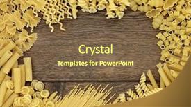  Presentation with oak - PPT theme enhanced with pasta food selection forming an abstract background border over old oak wood background and a tawny brown colored foreground