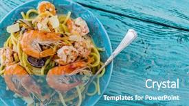  Presentation with spaghetti - PPT layouts enhanced with pasta frutti di mare seafood background and a teal colored foreground