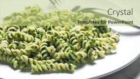  Presentation with spinach - Colorful presentation enhanced with pasta-fussili-with-spinach backdrop and a mint green colored foreground