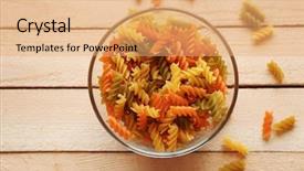  Presentation with pasta - Beautiful slides featuring pasta in glass bowl on wooden table backdrop and a coral colored foreground