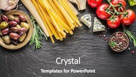  Presentation with graphite - Beautiful presentation design featuring pasta ingredients cherry-tomatoes spaghetti pasta rosemary and spices on a graphite board food background backdrop and a dark gray colored foreground