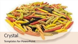  Presentation with hydroponics vegetables hydroponic vegetable - Presentation design with pasta italian gargollini with vegetables and spices background and a yellow colored foreground