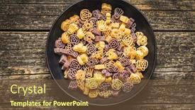  Presentation with scary - Presentation theme enhanced with pasta-of-various-scary-shapes background and a tawny brown colored foreground