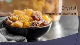  Presentation with scary - PPT layouts enhanced with pasta-of-various-scary-shapes background and a gold colored foreground