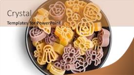  Presentation with scary - PPT theme with pasta-of-various-scary-shapes background and a gold colored foreground