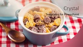  Presentation with scary - Presentation design enhanced with pasta-of-various-scary-shapes background and a coral colored foreground