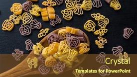  Presentation with scary - Slide deck with pasta-of-various-scary-shapes background and a tawny brown colored foreground