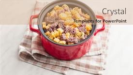  Presentation with scary - Slide deck featuring pasta-of-various-scary-shapes background and a coral colored foreground