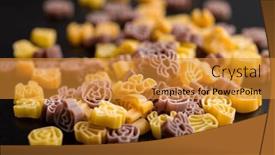  Presentation with scary - Presentation design having pasta-of-various-scary-shapes background and a gold colored foreground