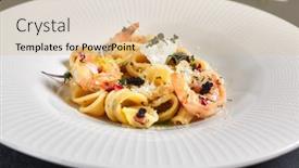  Presentation with shellfish - Cool new PPT theme with pasta-orecchiette-with-shellfish-seafood backdrop and a lemonade colored foreground