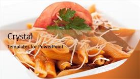 Presentation with penne pasta - Theme having pasta penne with bolognese sauce background and a yellow colored foreground
