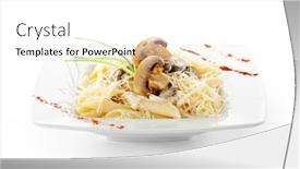  Presentation with penne pasta - Amazing slides having pasta penne with mushrooms and parmesan cheese garnished with lettuce backdrop and a white colored foreground