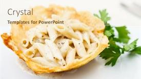  Presentation with penne pasta - PPT theme enhanced with pasta-penne-with-pepper-served background and a lemonade colored foreground