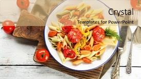  Presentation with pasta - Theme consisting of pasta salad with pepper carrot background and a coral colored foreground