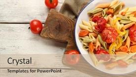  Presentation with self defense pepper spray - PPT theme enhanced with pasta salad with pepper carrot background and a soft green colored foreground