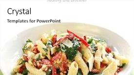  Presentation with capsicum - Theme enhanced with pasta salad with spinach capsicum feta cheese and parmesan background and a white colored foreground