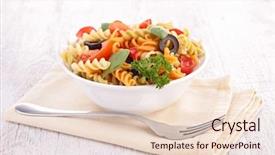  Presentation with pasta - Slide deck enhanced with pasta salad background and a lemonade colored foreground