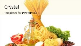  Presentation with vegetables coconut - Beautiful PPT theme featuring pasta sauce - tasty vermicelli spaghetti and vegetables backdrop and a  colored foreground