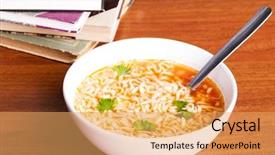 Presentation with next - PPT theme with pasta soup next to book background and a  colored foreground