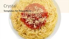  Presentation with macaroni - Slide deck enhanced with pasta spaghetti macaroni isolated on white background background and a blonde colored foreground