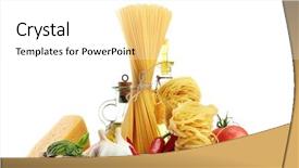  Presentation with vegetable oil - Amazing slide deck having italian cooking - pasta spaghetti vegetables spices backdrop and a white colored foreground