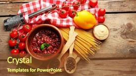  Presentation with pasta sauce - Theme having pasta spaghetti with tomatoes sauce background and a  colored foreground