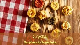  Presentation with pasta - Slide deck featuring pasta-tagliatelle-set-over-wooden background and a red colored foreground