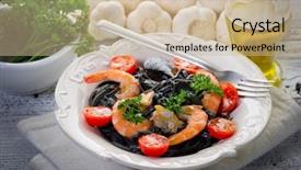  Presentation with ink - PPT layouts having pasta tagliolini ink squid background and a soft green colored foreground