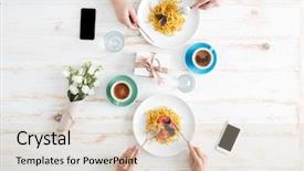 Presentation with cell phones - Beautiful theme featuring pasta together on wooden table backdrop and a lemonade colored foreground