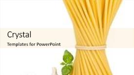  Presentation with garlic - Cool new PPT theme with pasta tomatoes basil and garlic isolated on white background backdrop and a yellow colored foreground