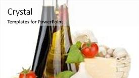  Presentation with olive oil - Cool new theme with pasta tomatoes basil olive oil vinegar garlic and parmesan cheese isolated on white background backdrop and a white colored foreground