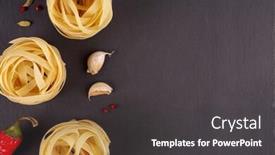  Presentation with chilli - Colorful presentation theme enhanced with pasta-top-view-fettuccine-nests backdrop and a dark gray colored foreground