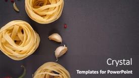  Presentation with chilli - PPT theme consisting of pasta-top-view-two-fettuccine background and a dark gray colored foreground