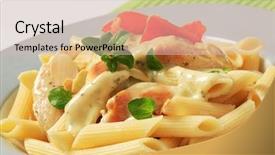  Presentation with pasta sauce - Cool new slide set with pasta tubes chicken meat and broccoli sauce backdrop and a lemonade colored foreground