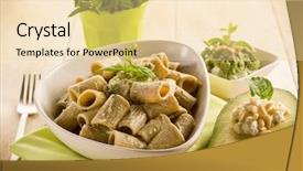  Presentation with pine - Beautiful PPT layouts featuring salsa guacamole - pasta with avocado mint backdrop and a blonde colored foreground