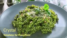  Presentation with pasta sauce - Slides enhanced with pasta-with-basil-pesto-sauce background and a tawny brown colored foreground