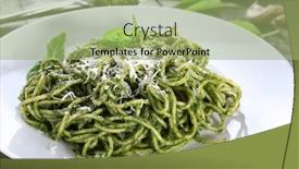  Presentation with pasta sauce - Slides having pasta-with-basil-pesto-sauce background and a mint green colored foreground