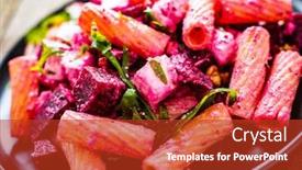  Presentation with feta cheese - Theme consisting of pasta-with-beets-and-feta background and a crimson colored foreground