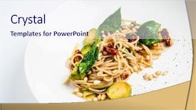  Presentation with brussels - PPT theme having pasta with brussels sprouts background and a sky blue colored foreground