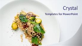  Presentation with brussels - Beautiful PPT layouts featuring pasta with brussels sprouts backdrop and a sky blue colored foreground