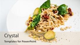  Presentation with brussels - Colorful PPT theme enhanced with pasta with brussels sprouts backdrop and a yellow colored foreground