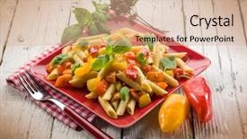  Presentation with capsicum - Beautiful presentation theme featuring food veg - pasta with capsicum and basil backdrop and a soft green colored foreground