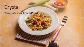  Presentation with black seed - Amazing slide set having pasta with capsicum leek ans backdrop and a  colored foreground