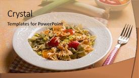  Presentation with black seed - Slides consisting of pasta with capsicum leek ans background and a coral colored foreground